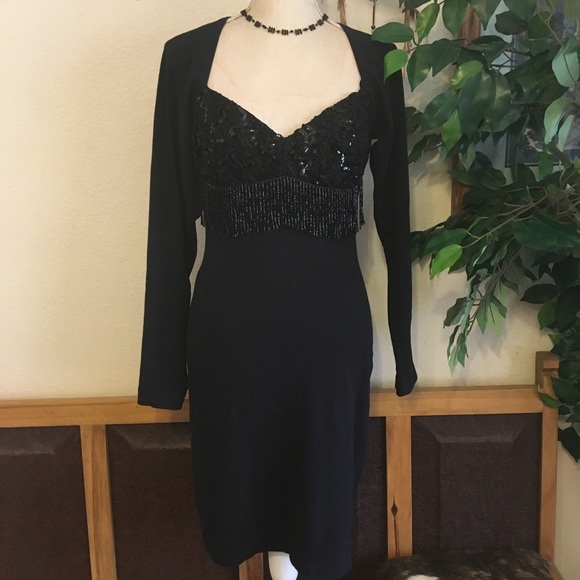 Zum Zum by Niki Livas Dresses & Skirts - Vintage black knit sequin detail cocktail dress